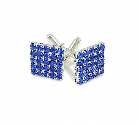 Cufflinks Swarovski™ Crystal Capri Blue Square Style