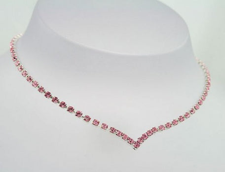 Necklace Swarovski™ Crystal Light Rose Diamante V Style Jewellery