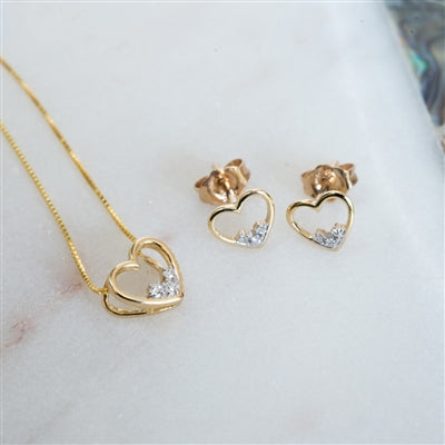 Gold Diamond Heart Set