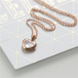 Rose gold heart necklace with diamond