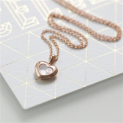 Rose gold heart necklace with diamond